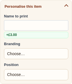A customer entering personalisation details on a bundle unit